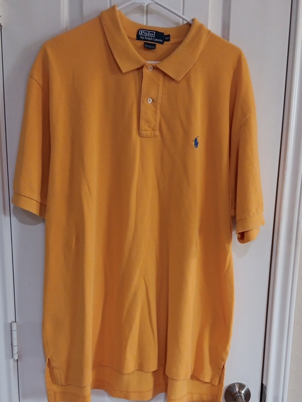 Vintage Polo Ralph Lauren Mesh Pique Polo Shirt XXL Y2K Yellow Blue Pony